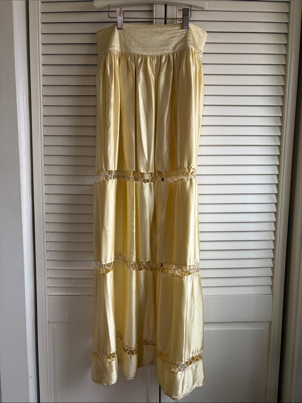 Free People Pale Yellow Tiered Maxi Skirt